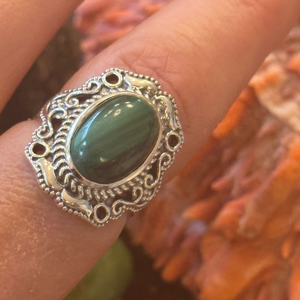 Malachite 925 Solid Sterling Silver Ring - image 4